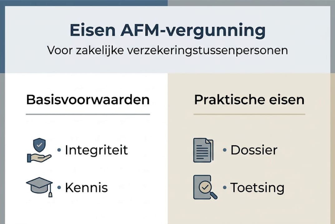 Infographic: Wat zijn de voorwaarden voor een AFM-vergunning voor tussenpersonen?
