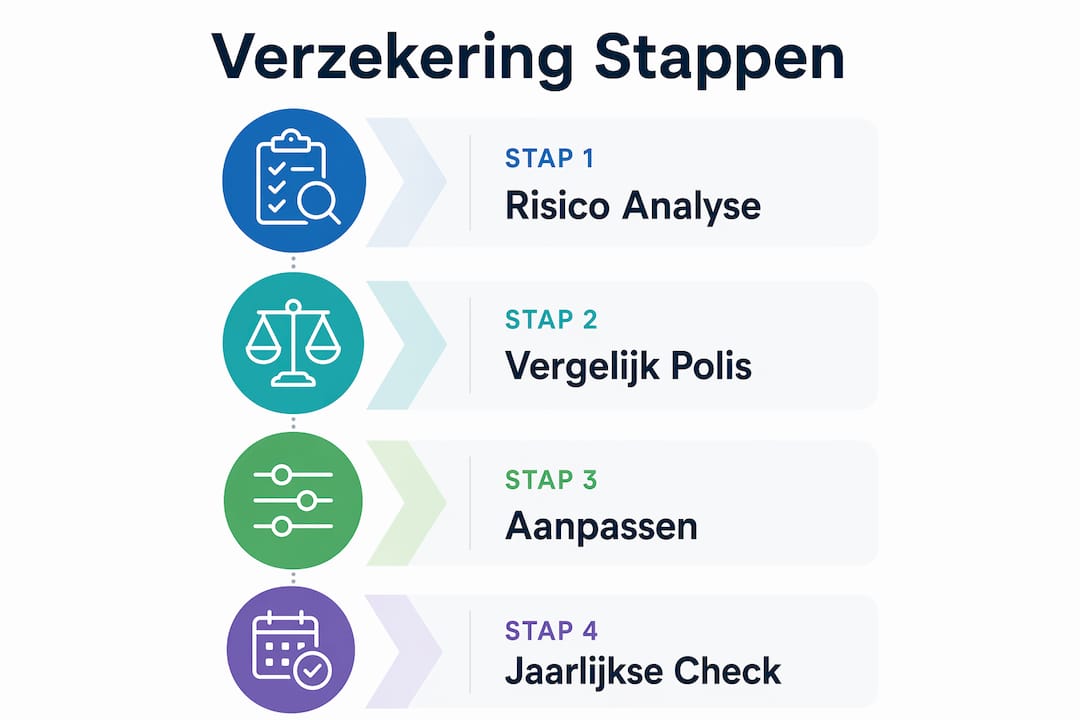 Overzichtelijke infographic met een stappenplan voor het kiezen van de juiste verzekering