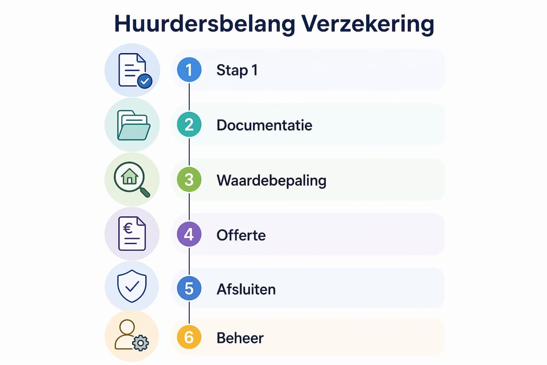 Overzichtelijke infographic: zo regel je eenvoudig een huurdersbelang verzekering in enkele stappen