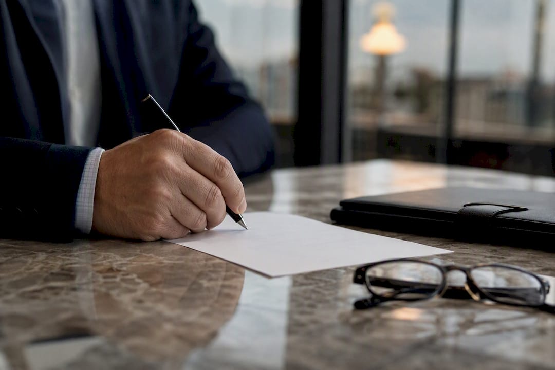 Een contract met de hand ondertekenen