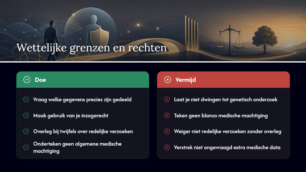 Wettelijke grenzen en jouw rechten tijdens medische acceptatie — overview diagram