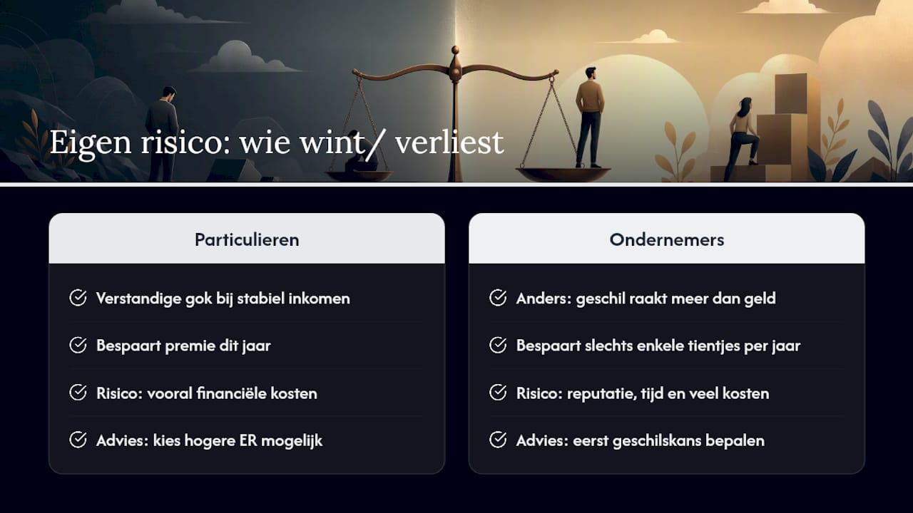 Wat de theorie over eigen risico vaak mist — overview diagram