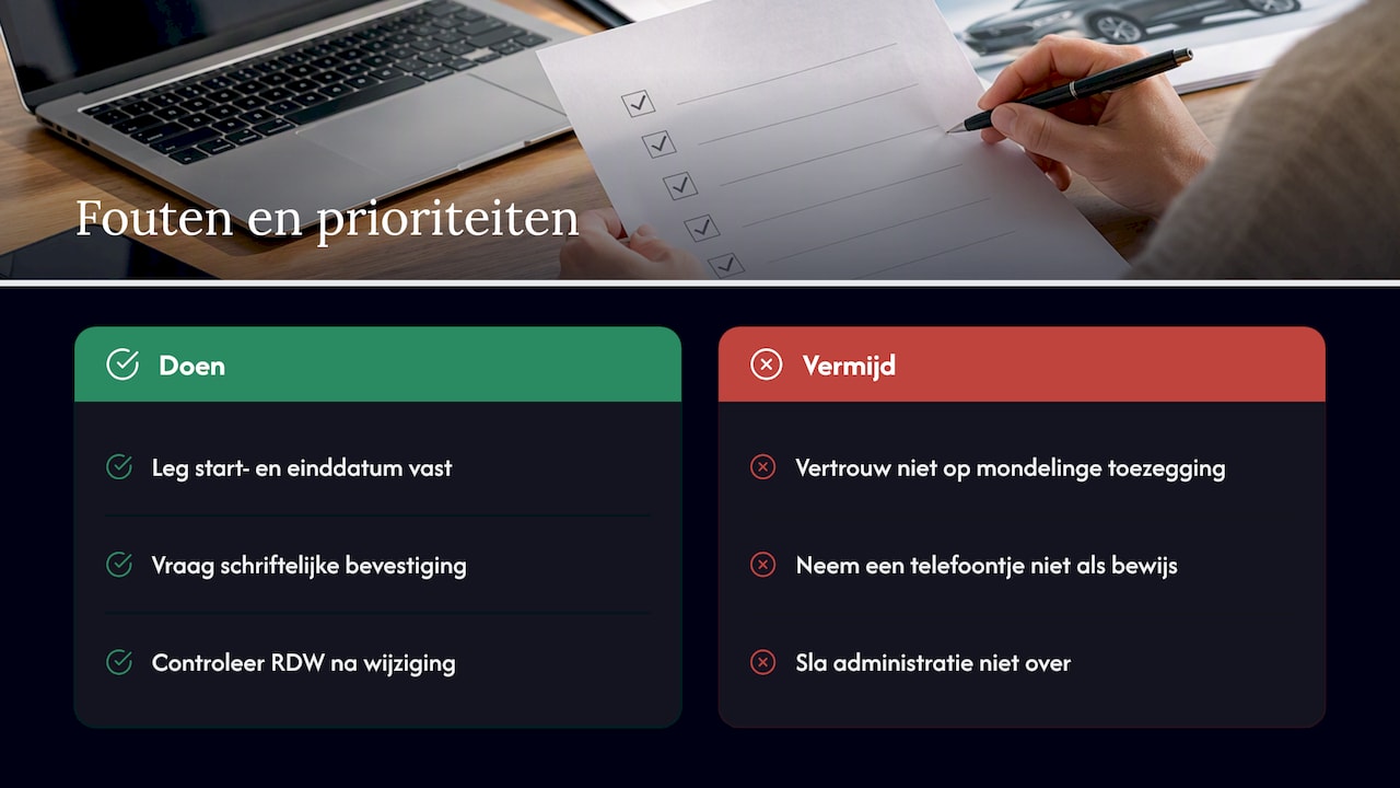 Veelgemaakte fouten en prioriteitenlijst — overview diagram