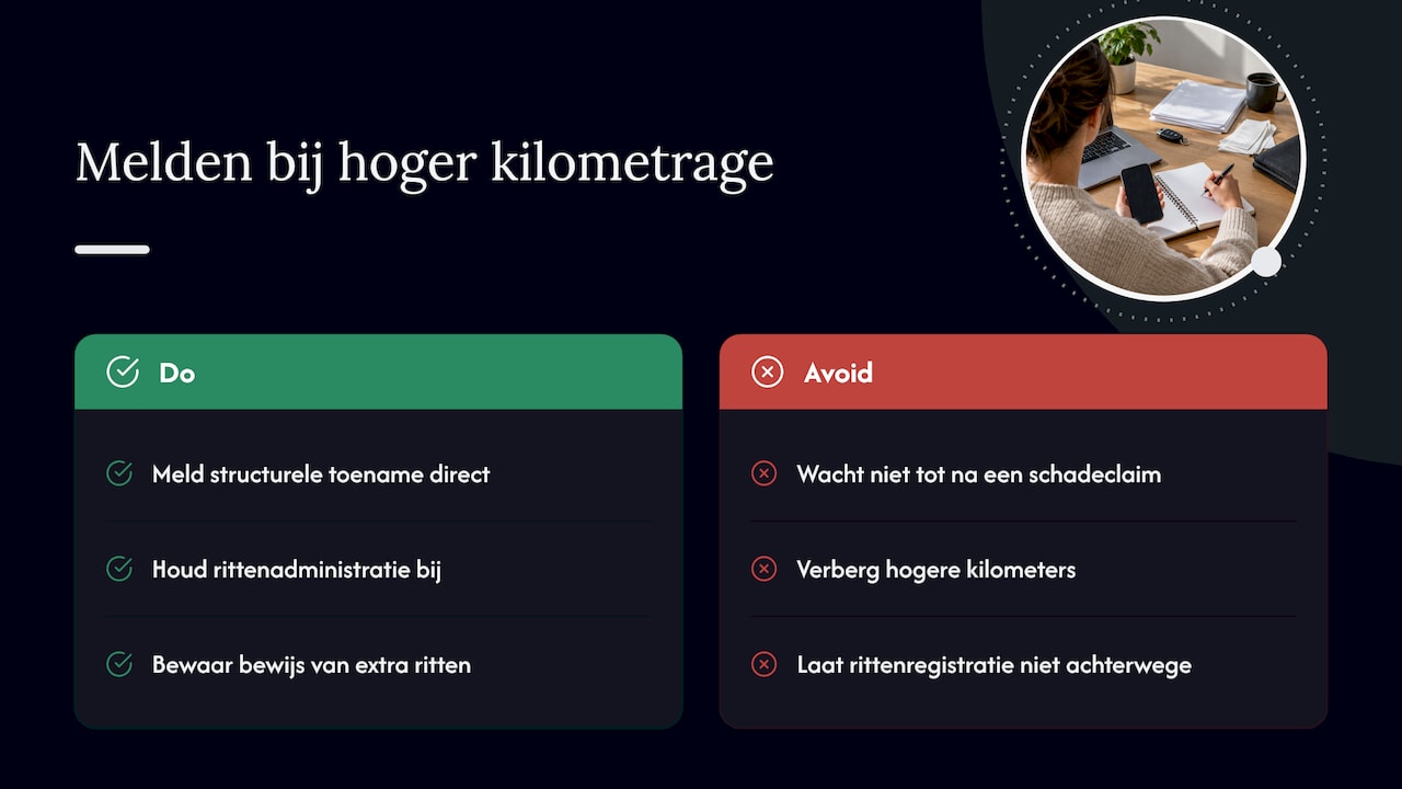 Impact van overschrijding van het opgegeven jaarkilometrage op de dekking en premie — overview diagram