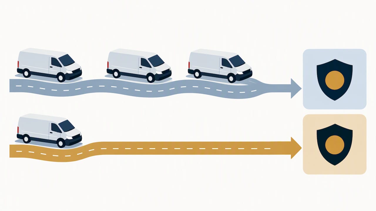 Vlootvoertuigen en dekkingsroutes voor een enkele rit