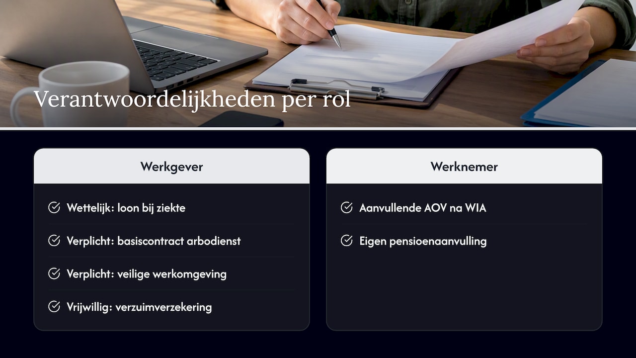 Welke rol speelt de werkgever in de verzekering van de werknemer vs. werknemer zelf — overview diagram