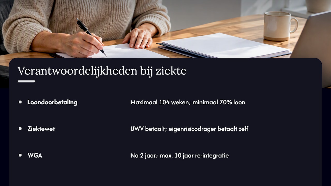 Tijdlijn van loondoorbetaling, Ziektewet en WGA